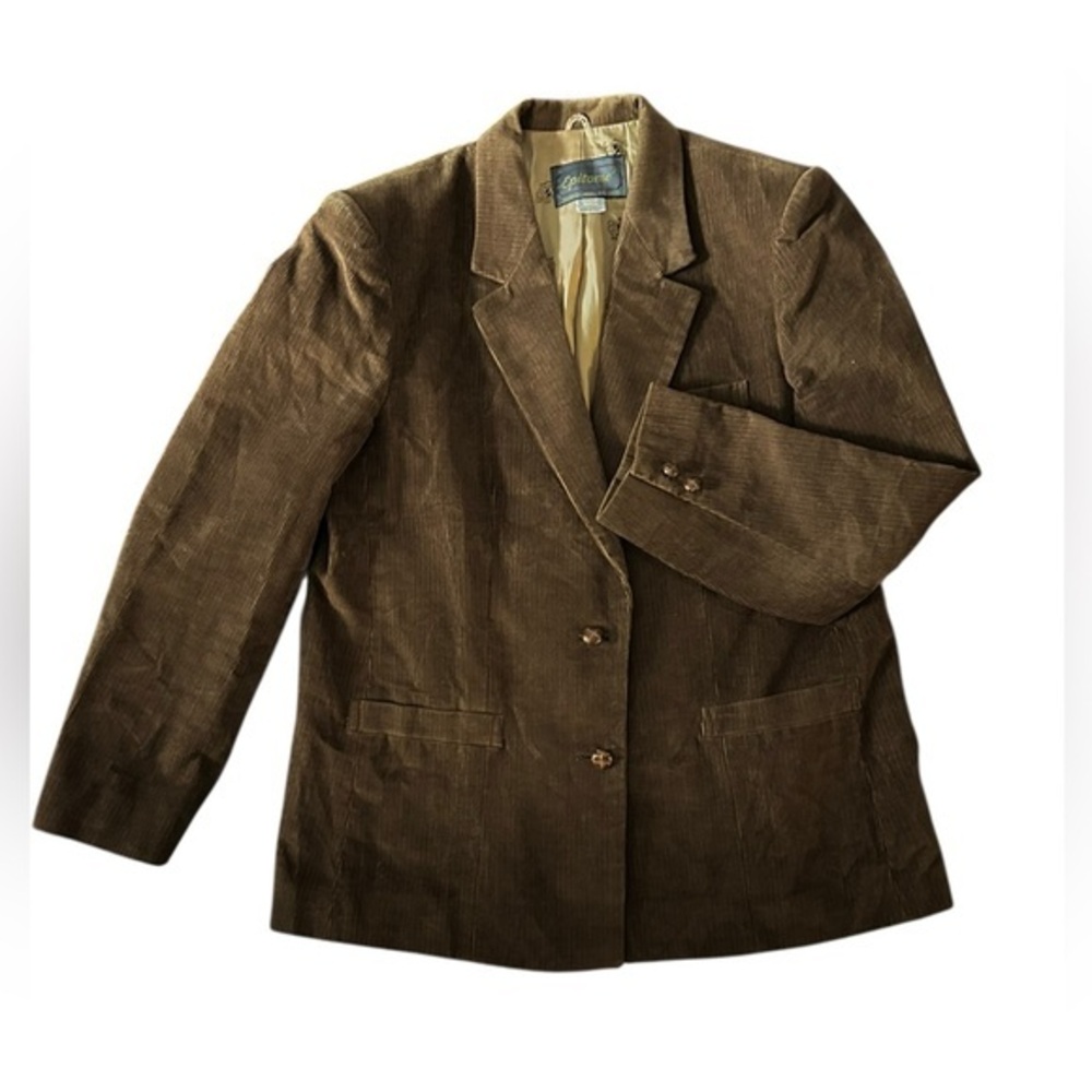 Vtg Epitome Corduroy Blazer - Womens Size 14 - Chocolate Brown - Career Fall